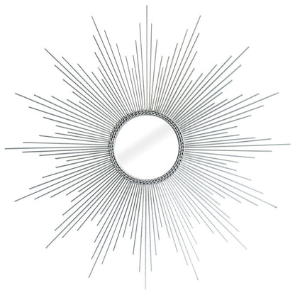 32" Silver Metal Sunburst Geometric Framed Accent Mirror HomeRoots