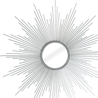 32" Silver Metal Sunburst Geometric Framed Accent Mirror HomeRoots