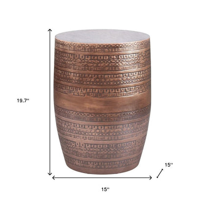 20" Copper Distressed Iron Round Drum End Table