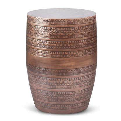 20" Copper Distressed Iron Round Drum End Table