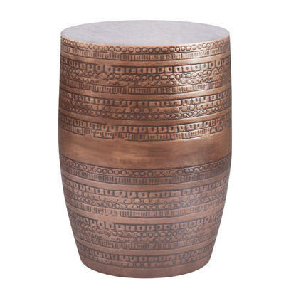 20" Copper Distressed Iron Round Drum End Table