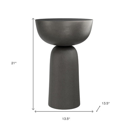 21" Matte Black Aluminum Round Pedestal End Table