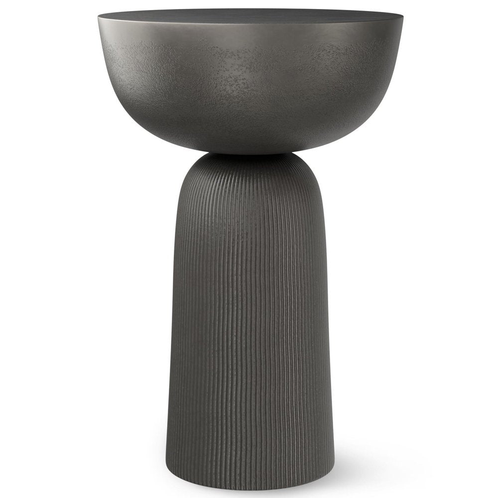 21" Matte Black Aluminum Round Pedestal End Table — view 3