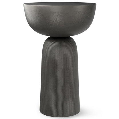 21" Matte Black Aluminum Round Pedestal End Table HomeRoots