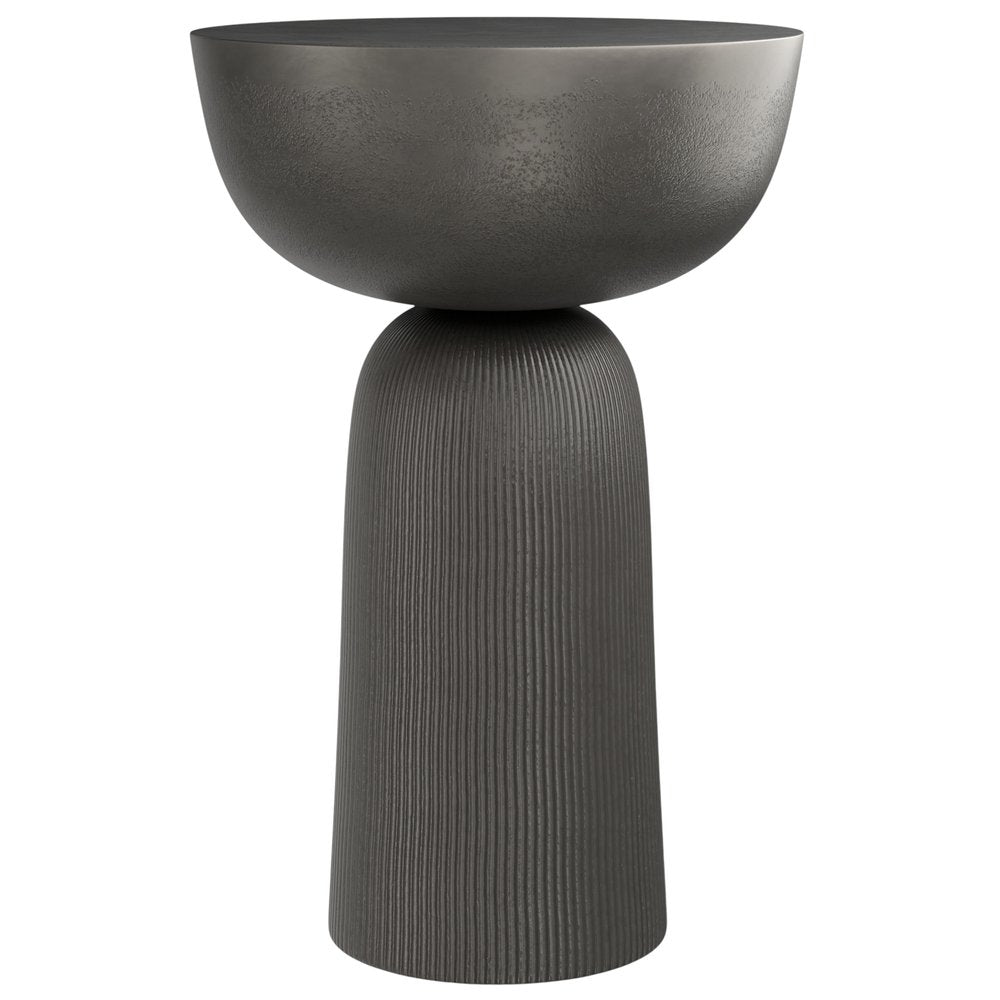 21" Matte Black Aluminum Round Pedestal End Table — view 3