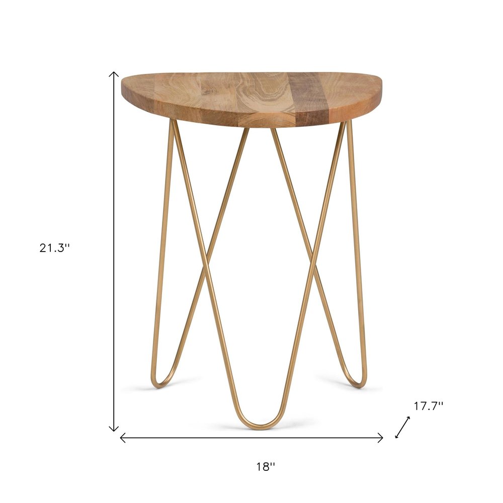 21" Gold Solid Wood and Iron Round End Table HomeRoots