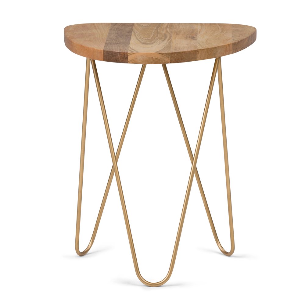 21" Gold Solid Wood and Iron Round End Table HomeRoots