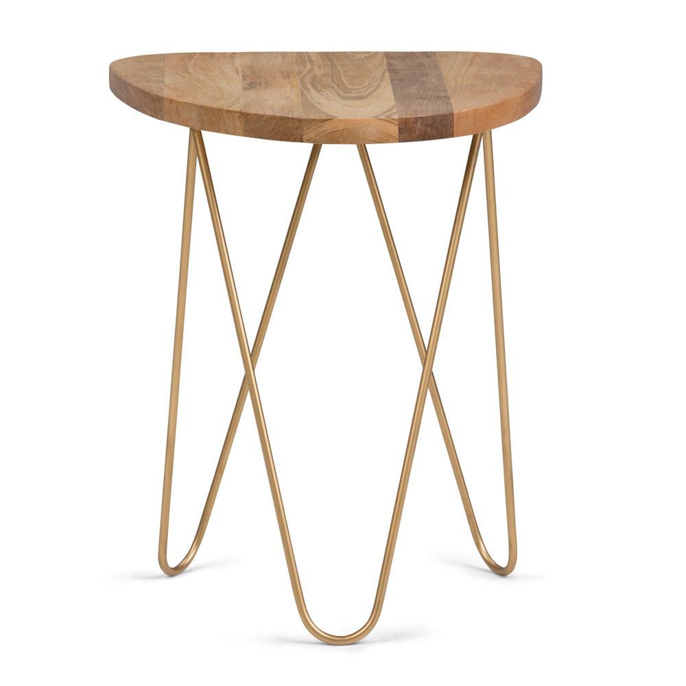 21" Gold Solid Wood and Iron Round End Table HomeRoots