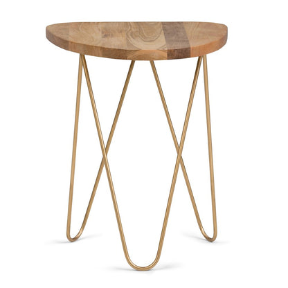 21" Gold Solid Wood and Iron Round End Table HomeRoots