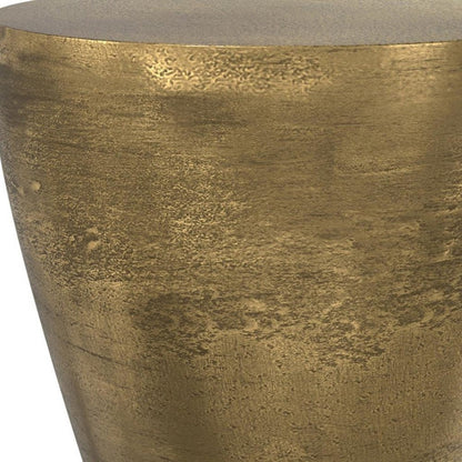 18" Antique Antiqued Brass Aluminum Round Drum End Table