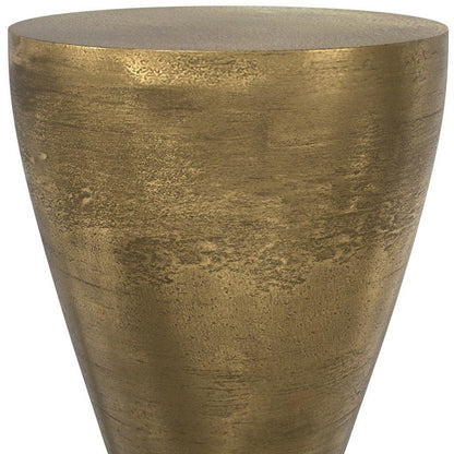 18" Antique Antiqued Brass Aluminum Round Drum End Table HomeRoots