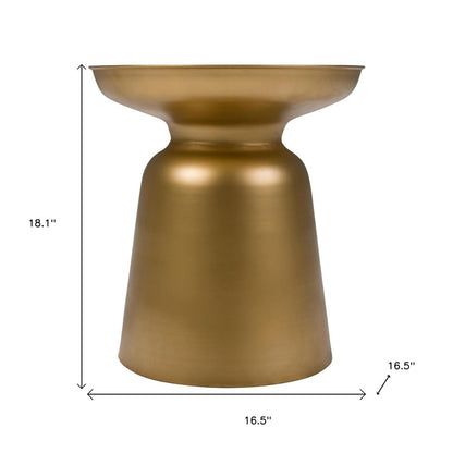 18" Powder Coated Gold Iron Round Pedestal End Table HomeRoots