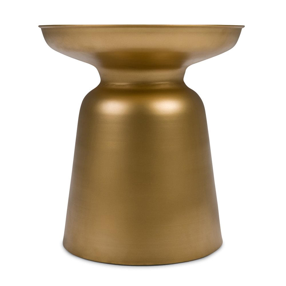 18" Powder Coated Gold Iron Round Pedestal End Table HomeRoots