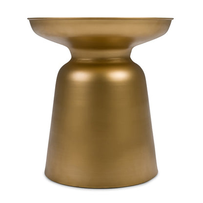 18" Powder Coated Gold Iron Round Pedestal End Table HomeRoots