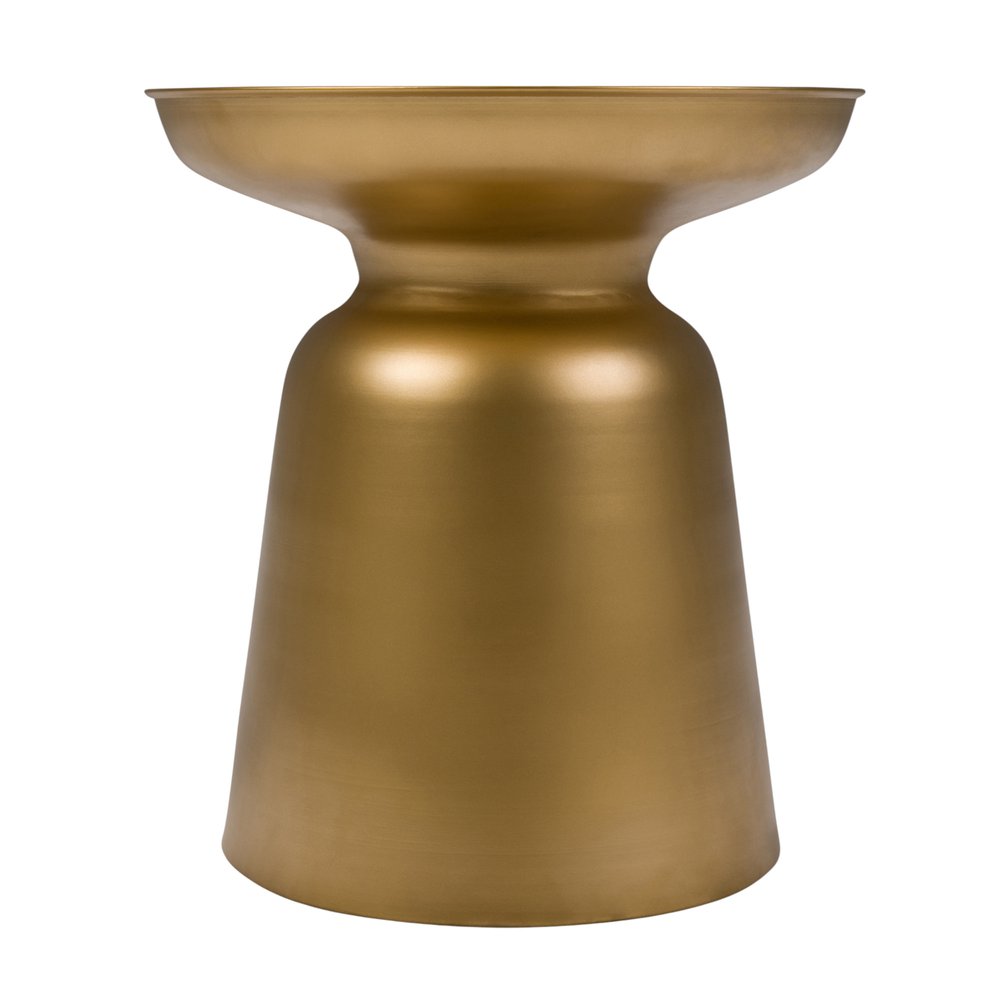 18" Powder Coated Gold Iron Round Pedestal End Table HomeRoots