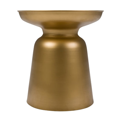 18" Powder Coated Gold Iron Round Pedestal End Table HomeRoots