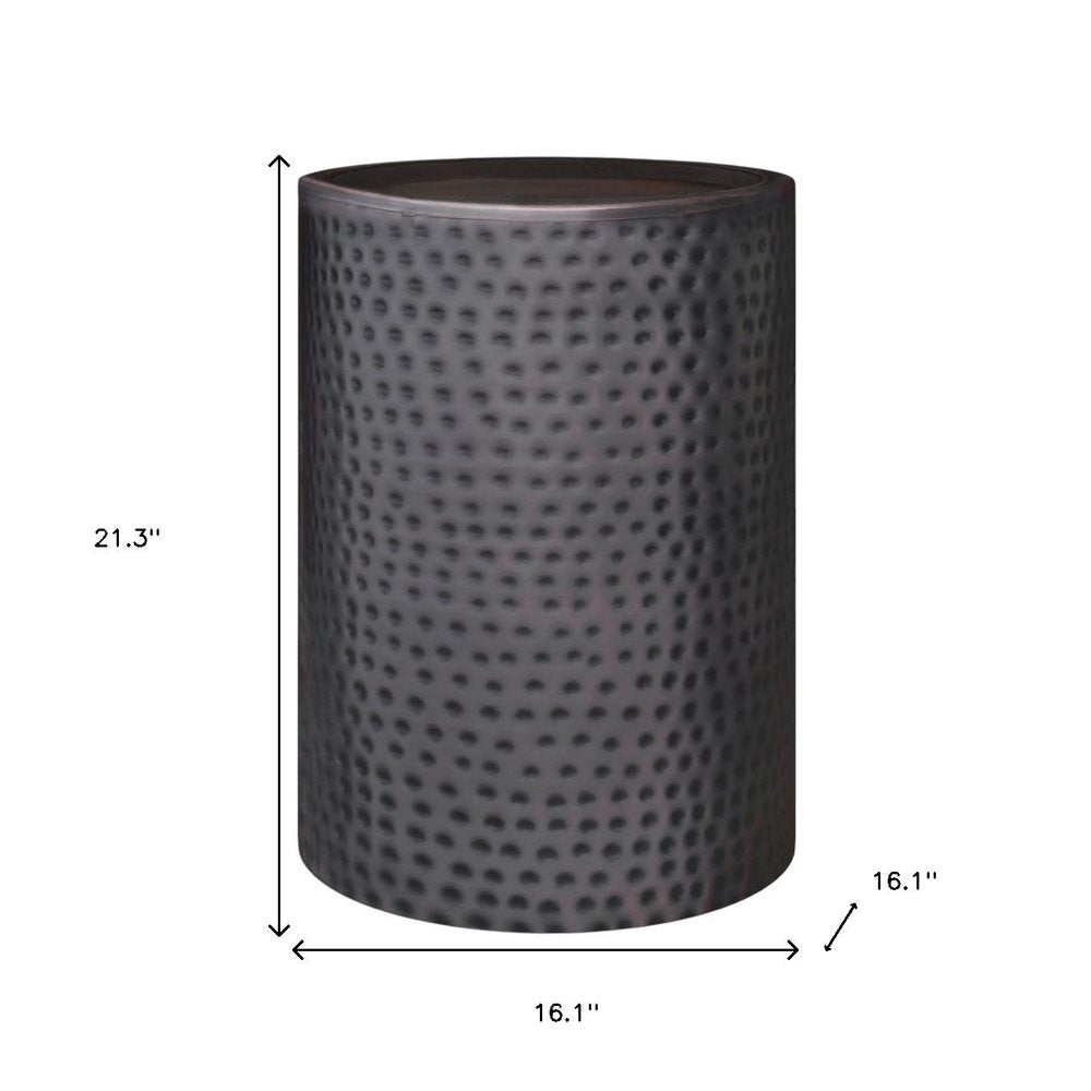 21" Copper Copper Iron Round Drum End Table — view 4