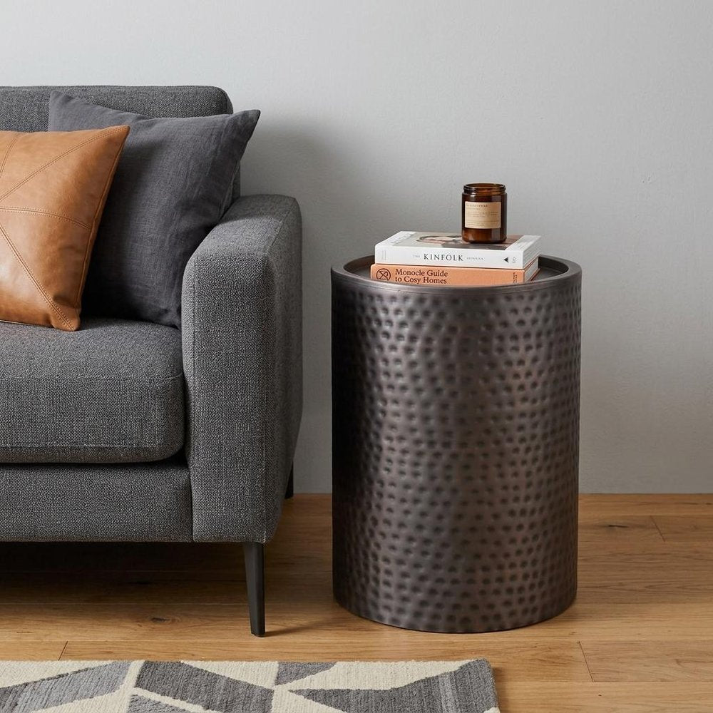 21" Copper Copper Iron Round Drum End Table — view 5