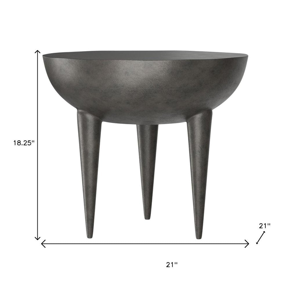 18" Matte Graphite Distressed Aluminum Round End Table — view 4