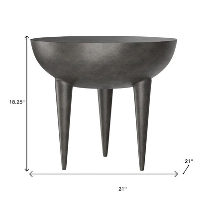 18" Matte Graphite Distressed Aluminum Round End Table HomeRoots