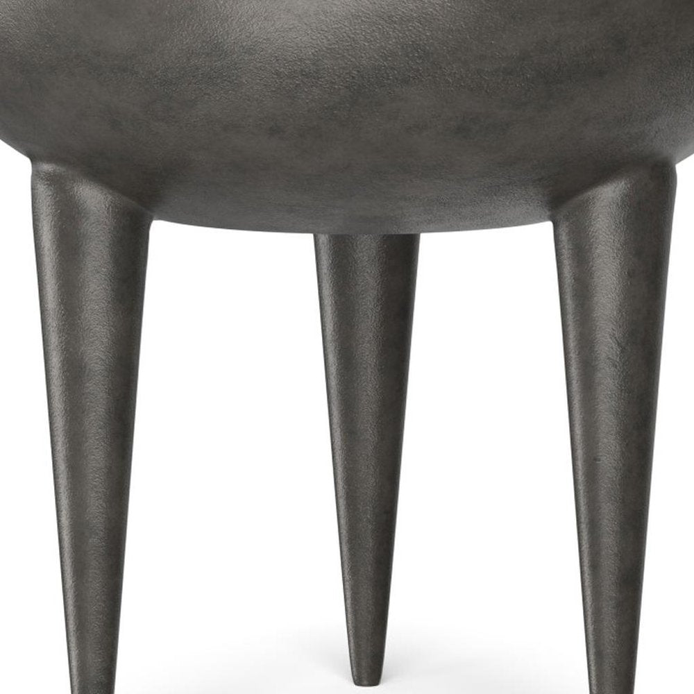 18" Matte Graphite Distressed Aluminum Round End Table HomeRoots