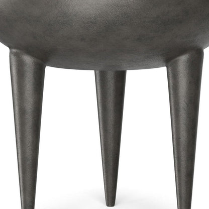 18" Matte Graphite Distressed Aluminum Round End Table HomeRoots