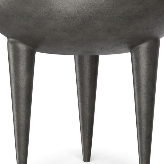 18" Matte Graphite Distressed Aluminum Round End Table