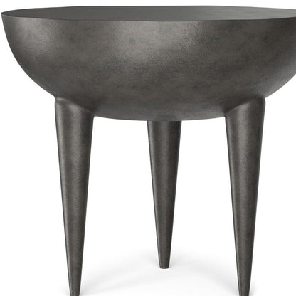 18" Matte Graphite Distressed Aluminum Round End Table HomeRoots