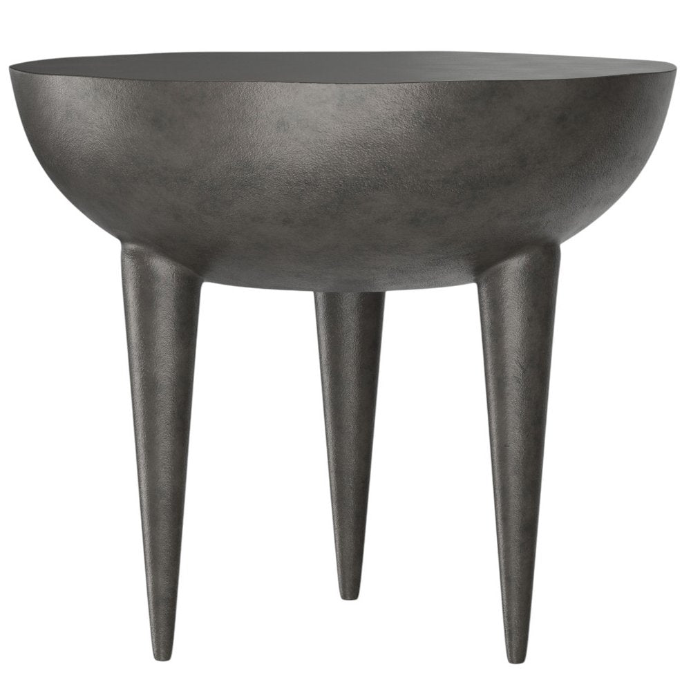18" Matte Graphite Distressed Aluminum Round End Table HomeRoots