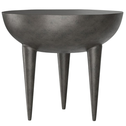 18" Matte Graphite Distressed Aluminum Round End Table HomeRoots