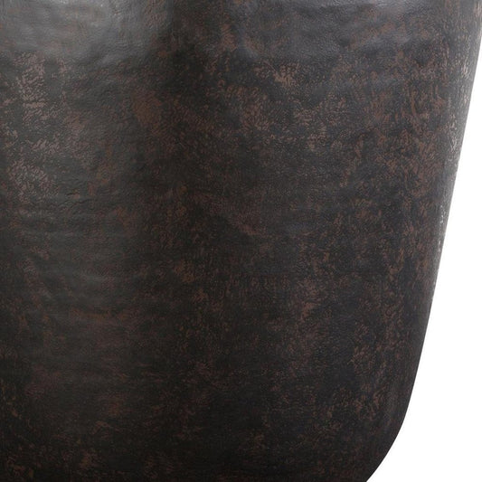 22" Antiqued Bronze Distressed Iron Round Drum End Table