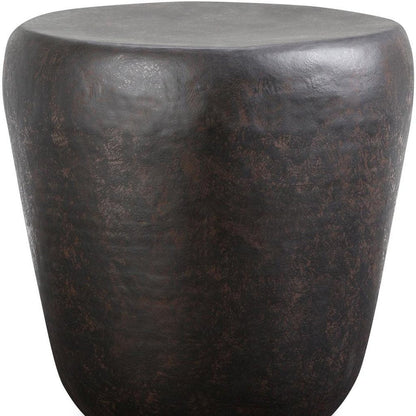 22" Antiqued Bronze Distressed Iron Round Drum End Table HomeRoots