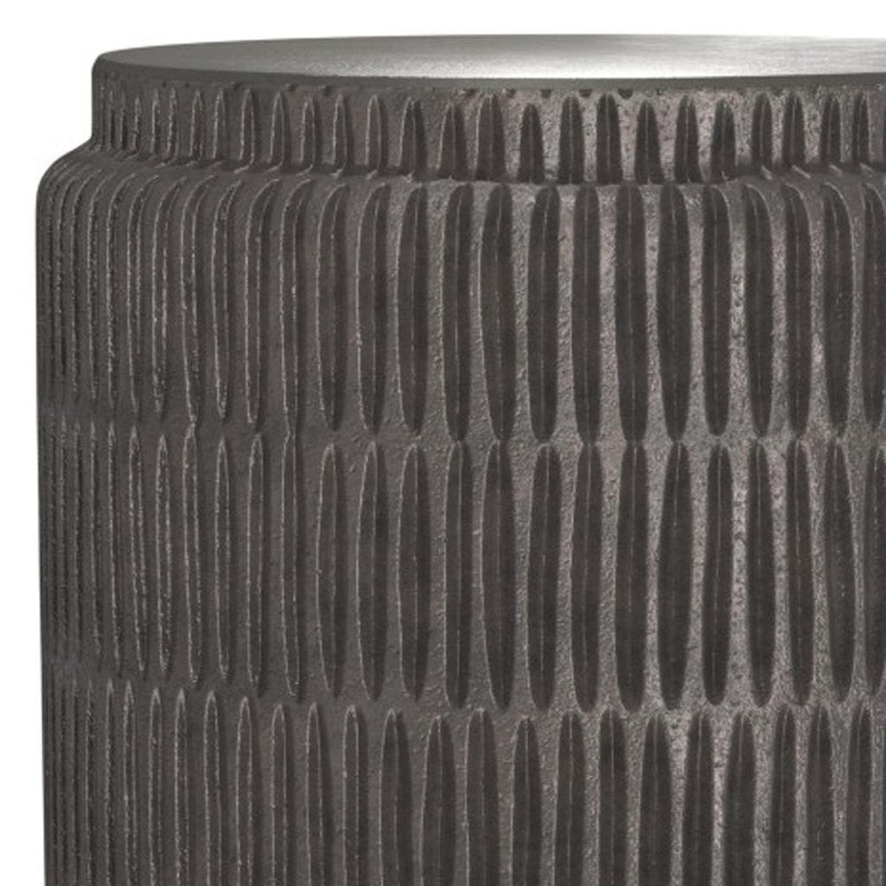 22" Textured Graphite Aluminum Round Drum End Table HomeRoots