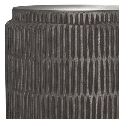 22" Textured Graphite Aluminum Round Drum End Table HomeRoots