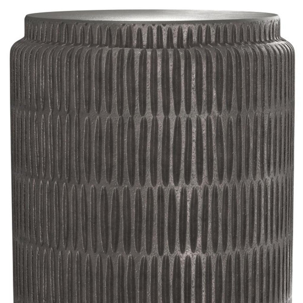 22" Textured Graphite Aluminum Round Drum End Table HomeRoots