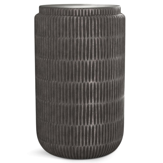 22" Textured Graphite Aluminum Round Drum End Table