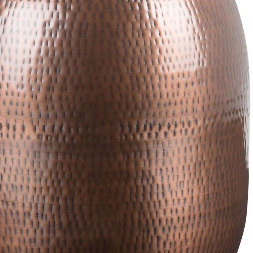 21" Hammered Copper Distressed Iron Round Drum End Table — view 1