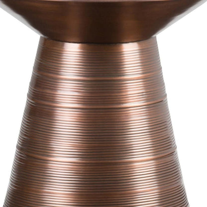 20" Textured Copper Distressed Iron Round Pedestal End Table HomeRoots