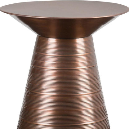20" Textured Copper Distressed Iron Round Pedestal End Table HomeRoots