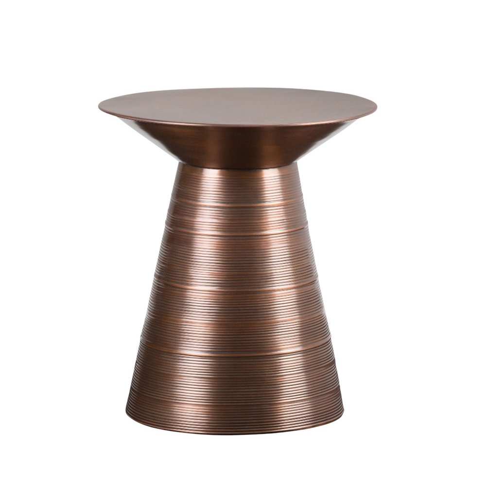 20" Textured Copper Distressed Iron Round Pedestal End Table — view 8