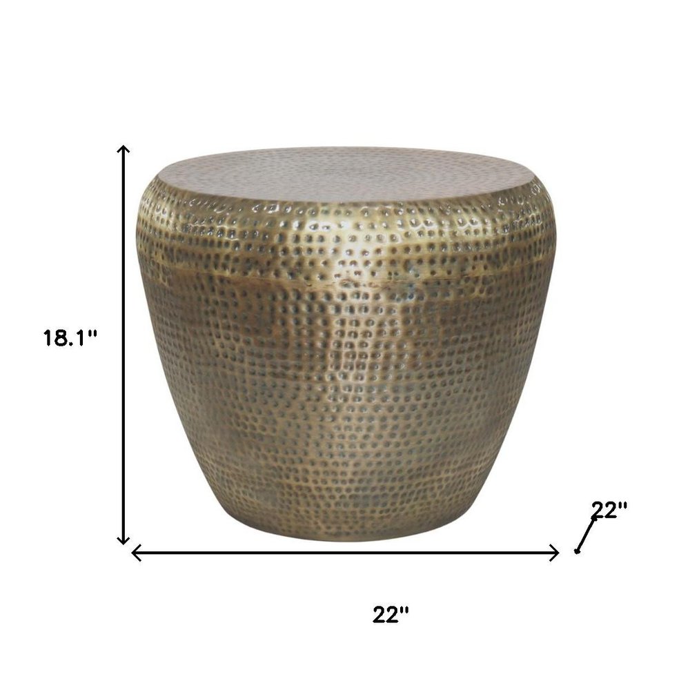 18" Hammered Copper Distressed Iron Round Drum End Table — view 8