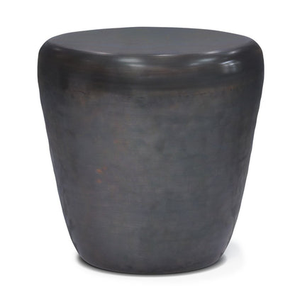 22" Copper and Black Distressed Iron Round Drum End Table HomeRoots