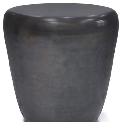 22" Copper and Black Distressed Iron Round Drum End Table HomeRoots