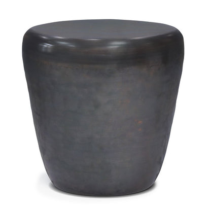 22" Copper and Black Distressed Iron Round Drum End Table HomeRoots