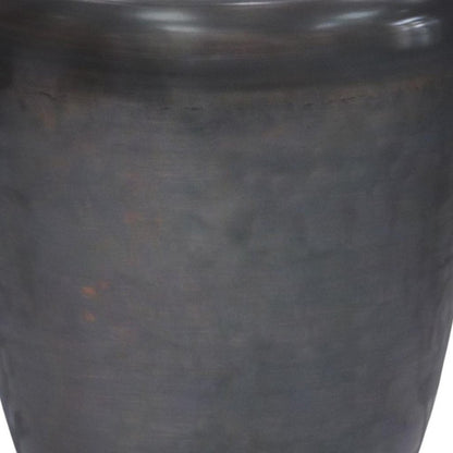 22" Copper and Black Distressed Iron Round Drum End Table HomeRoots