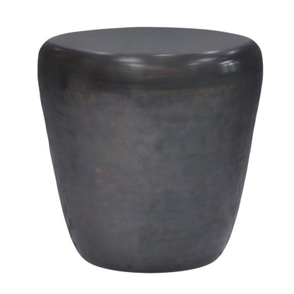 22" Copper and Black Distressed Iron Round Drum End Table HomeRoots