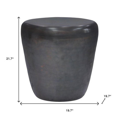 22" Copper and Black Distressed Iron Round Drum End Table HomeRoots