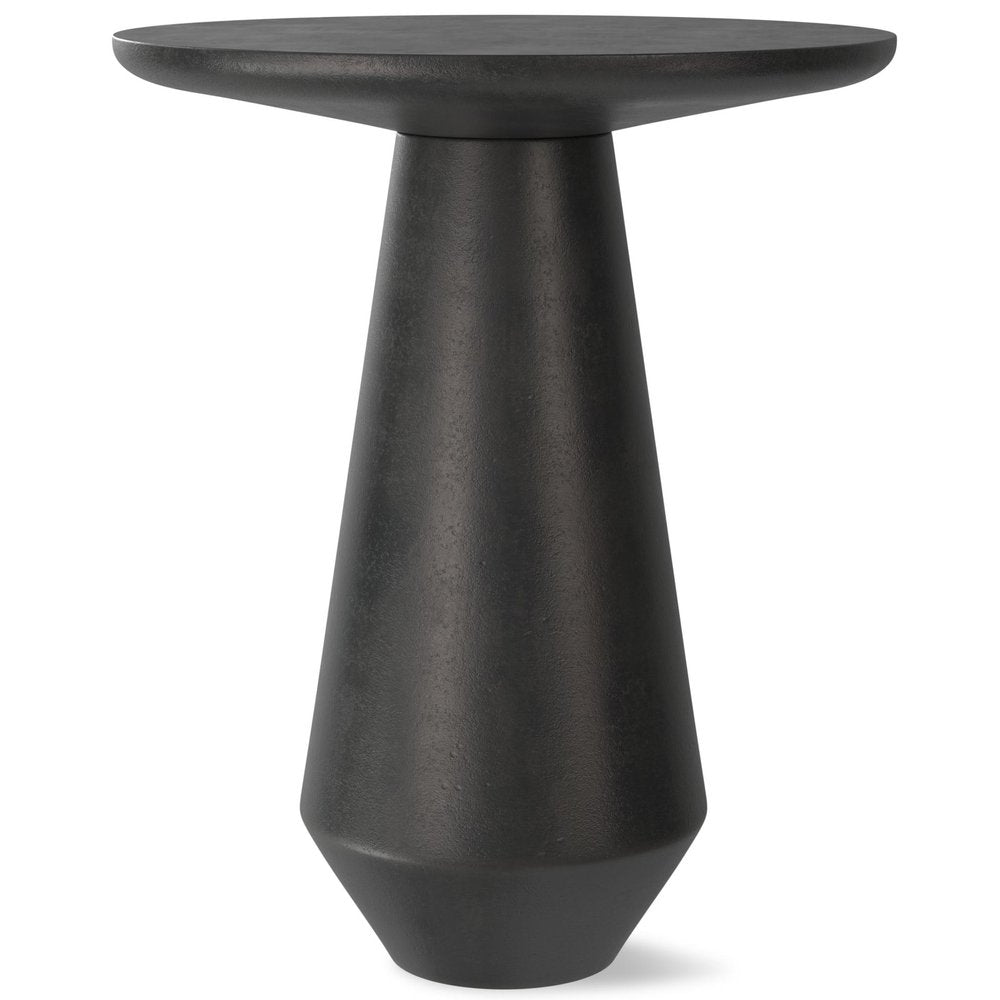 19" Powder Coated Graphite Distressed Aluminum Round Pedestal End Table — view 3