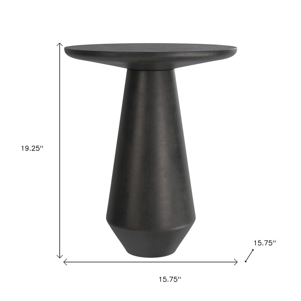 19" Powder Coated Graphite Distressed Aluminum Round Pedestal End Table HomeRoots