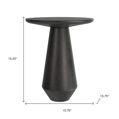 19" Powder Coated Graphite Distressed Aluminum Round Pedestal End Table HomeRoots